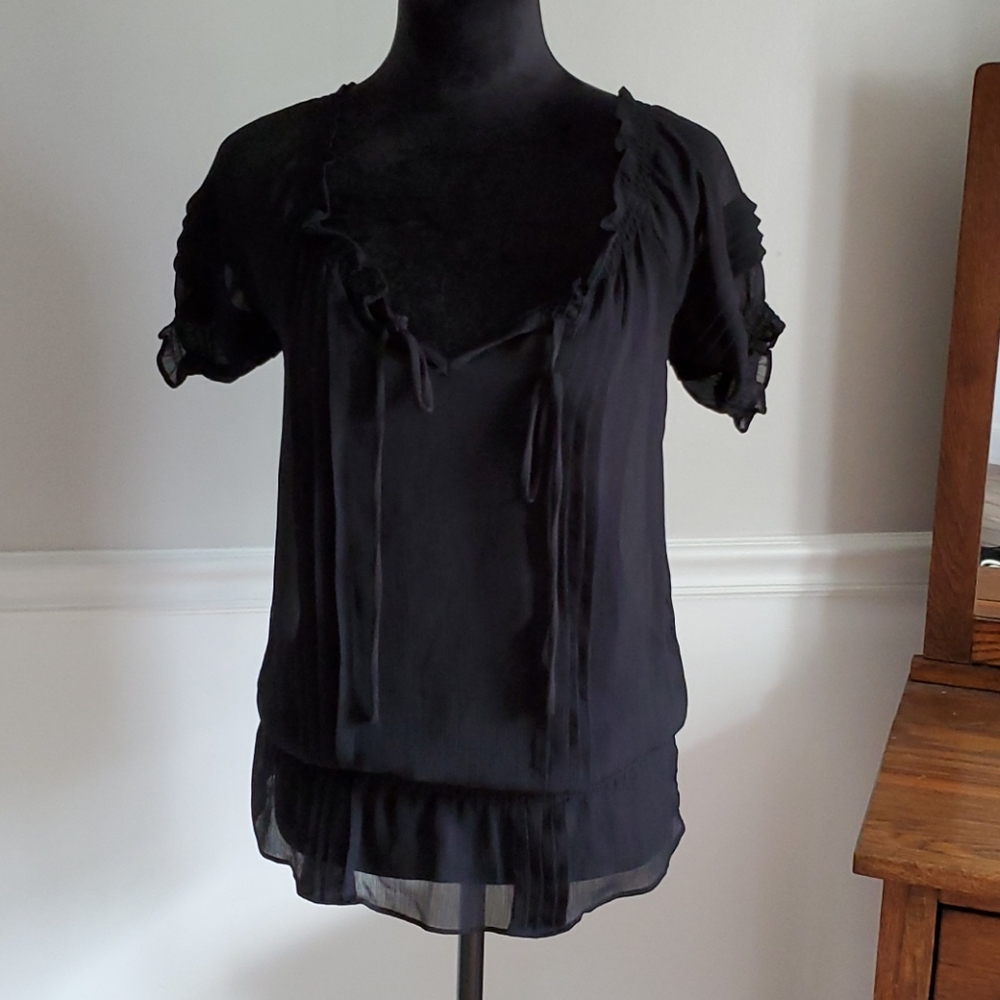 Sheer black blouse